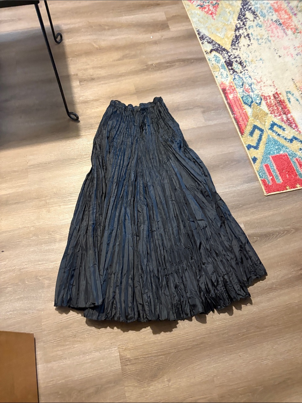 Soft Surroundings Black Crinkled Maxi Skirt